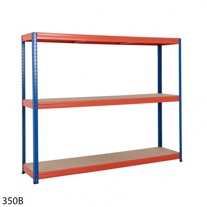 BiGDUG 300kg Industrial Shelving | 1780h x 1800w x 450d mm | 4 Levels | Blue & Orange | 300kg UDL